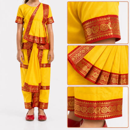 Bharatnatyam dance Dress for kids and adults - yellow Fancydresswale