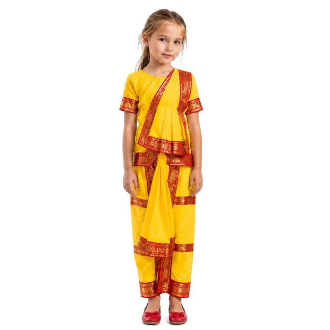 Bharatnatyam dance Dress for kids and adults - yellow Fancydresswale