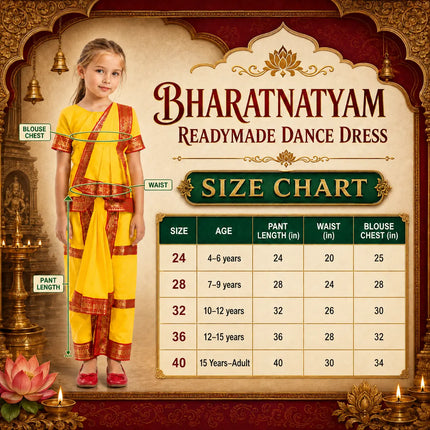 Bharatnatyam dance Dress for kids and adults - yellow Fancydresswale