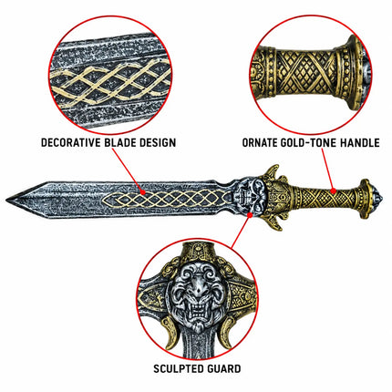 Bhoot Talwar blade pattern, ornate handle and sculpted face details