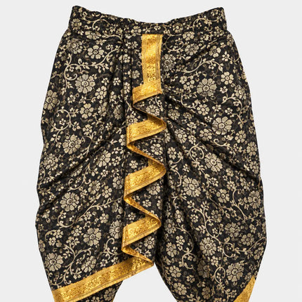 Black Brocket dhoti front folds close-up preview