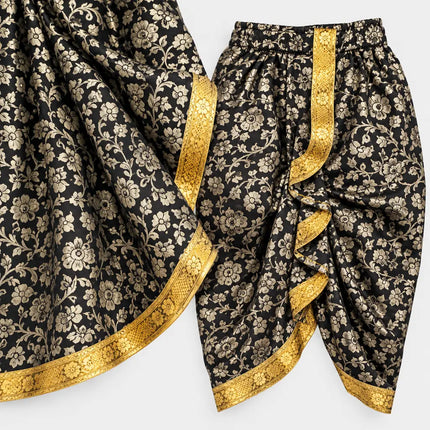 Black Brocket floral pattern and golden border close-up preview