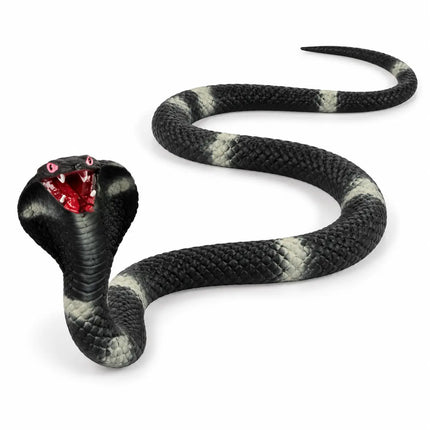 Long black cobra snake extended body view