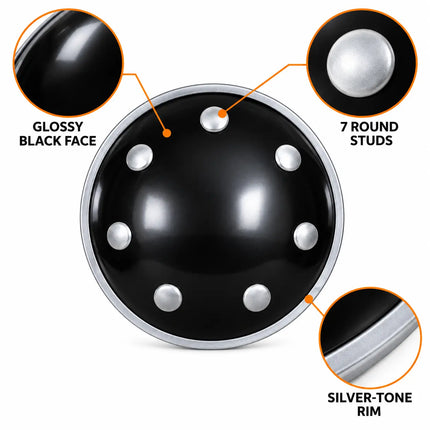 Black Dhaal Costume Shield with Silver Details – 10, 11, 13 & 18 Inch fancydresswale.com