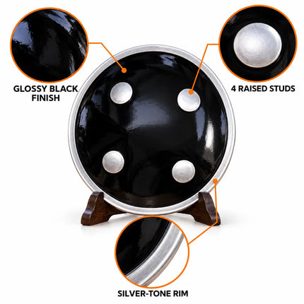 Black Dhaal Costume Shield with Silver Details – 10, 11, 13 & 18 Inch fancydresswale.com