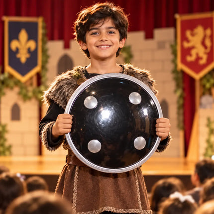 Black Dhaal Costume Shield with Silver Details – 10, 11, 13 & 18 Inch fancydresswale.com