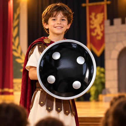 Black Dhaal Costume Shield with Silver Details – 10, 11, 13 & 18 Inch fancydresswale.com