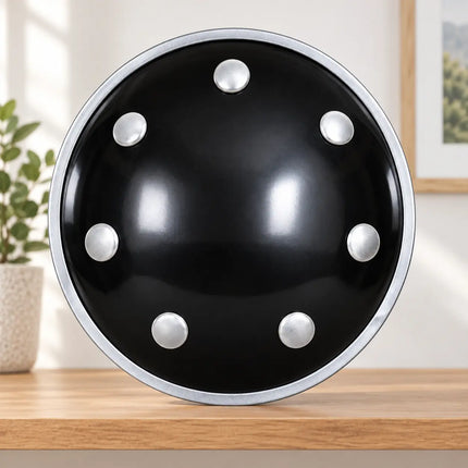 Black Dhaal Costume Shield with Silver Details – 10, 11, 13 & 18 Inch fancydresswale.com