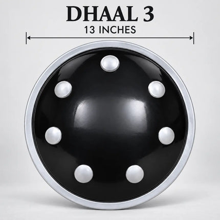Black Dhaal Costume Shield with Silver Details – 10, 11, 13 & 18 Inch fancydresswale.com
