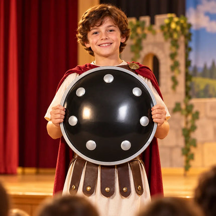 Black Dhaal Costume Shield with Silver Details – 10, 11, 13 & 18 Inch fancydresswale.com