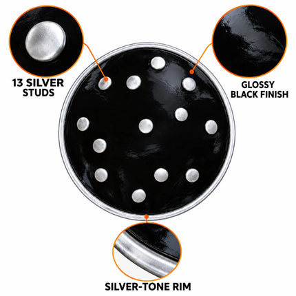 Black Dhaal Costume Shield with Silver Details – 10, 11, 13 & 18 Inch fancydresswale.com