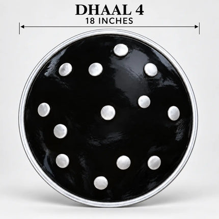 Black Dhaal Costume Shield with Silver Details – 10, 11, 13 & 18 Inch fancydresswale.com