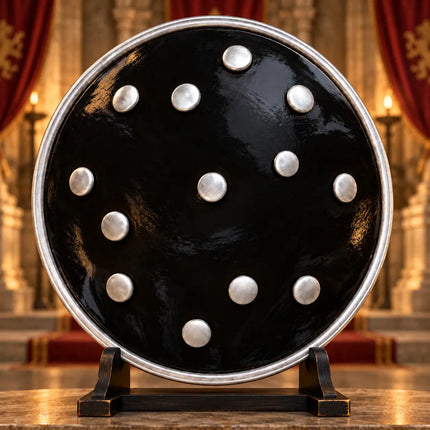 Black Dhaal Costume Shield with Silver Details – 10, 11, 13 & 18 Inch fancydresswale.com
