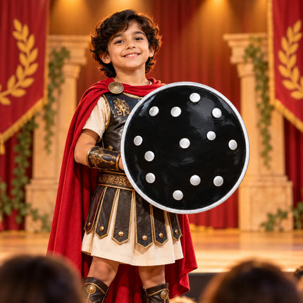 Black Dhaal Costume Shield with Silver Details – 10, 11, 13 & 18 Inch fancydresswale.com