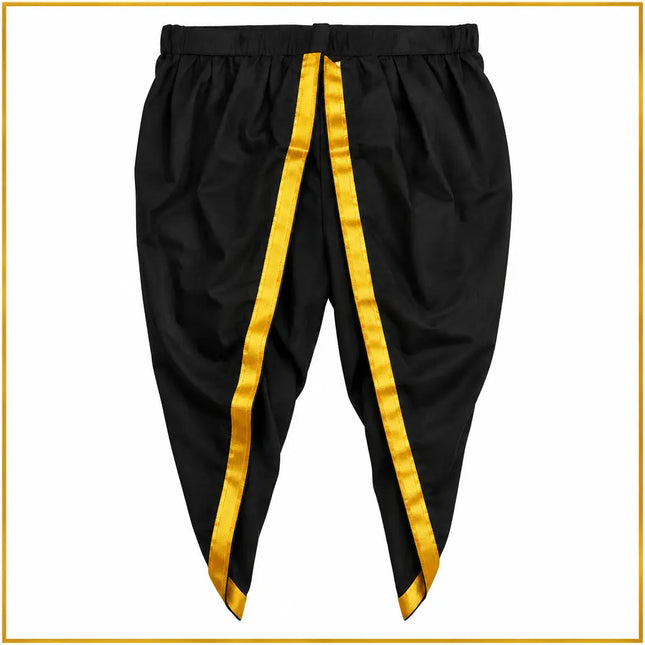 Black dhoti golden border close-up