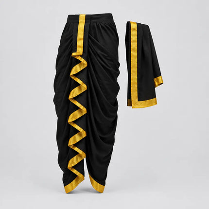 Black Mahabharat dhoti side-angle preview