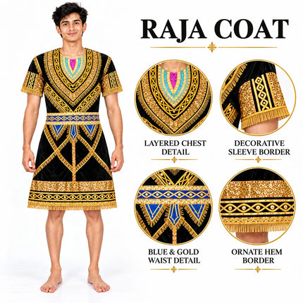 Black raja coat detail callouts