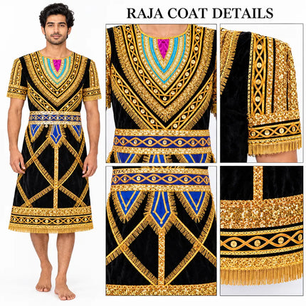 Black raja coat zari close-up