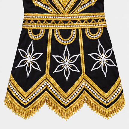 Black Raja Coat floral hem