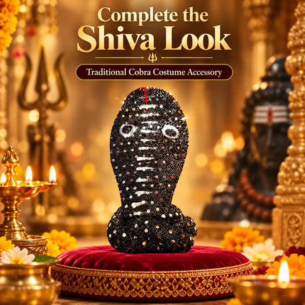 Cobra hood sequin finish and coiled base details