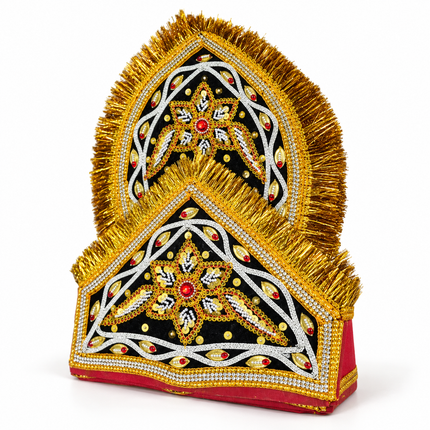 Handmade Double Mukut Crown for Kids (10+ Years) – Red and Black