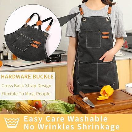 Chef Aprons Canvas Cross Back Premium : Stylish Unisex Design with Spacious Pockets fancydresswale.com