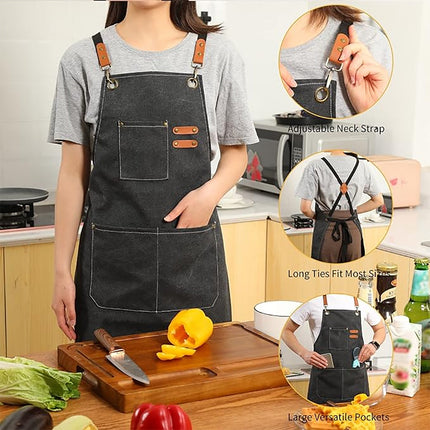 Chef Aprons Canvas Cross Back Premium : Stylish Unisex Design with Spacious Pockets fancydresswale.com
