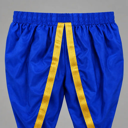 Blue dhoti waistband close-up