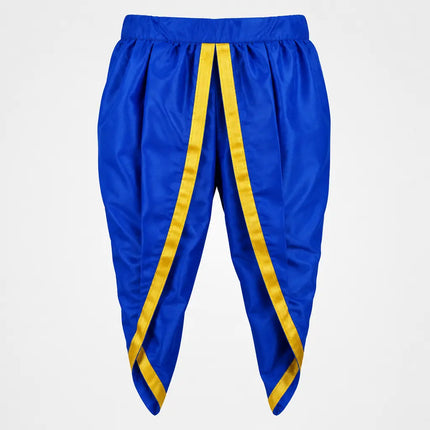 Blue dhoti golden border close-up