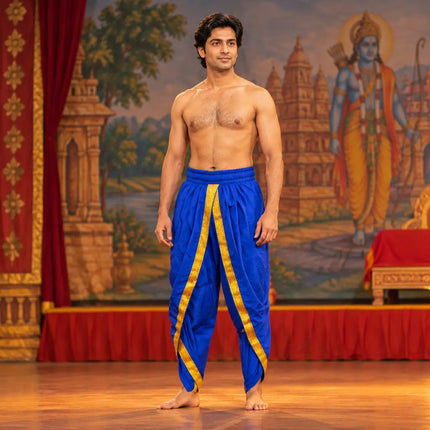 AI adult model blue dhoti Ramleela stage preview