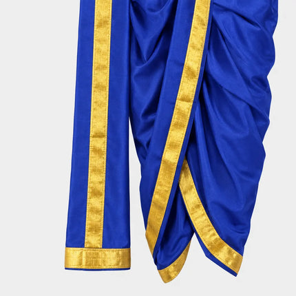 Blue Mahabharat reference drape gold-border close-up