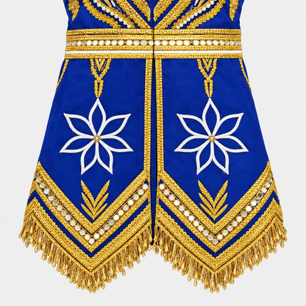 Blue Raja Coat floral hem
