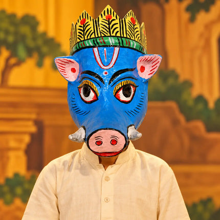 Varaha Mask styled in a theatrical setting