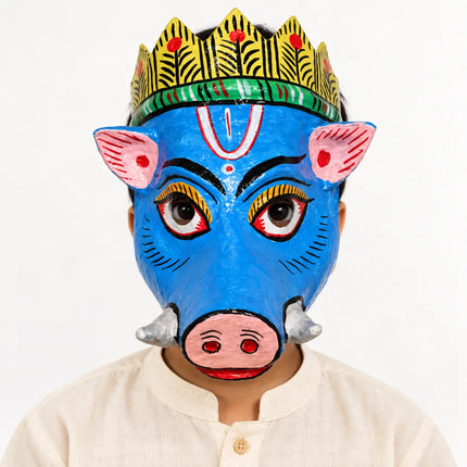 Costume styling view of Blue Varaha Mask