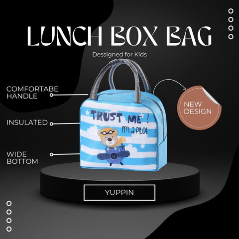 Lunch Box Insulated Bag Soft Leakproof Lunch Bag for Kids Men Women, Durable Thermal Lunch Pail for School Work Office | Fit 6 Cans-Blue bear