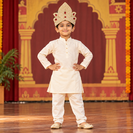 Pearl and Red Golden Mukut Crown for Kids (6-10 Years) – Pack of 6