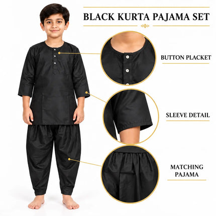 Boys Black Kurta and Dhoti Set | Traditional Ethnic Outfit for Kids fancydresswale.com