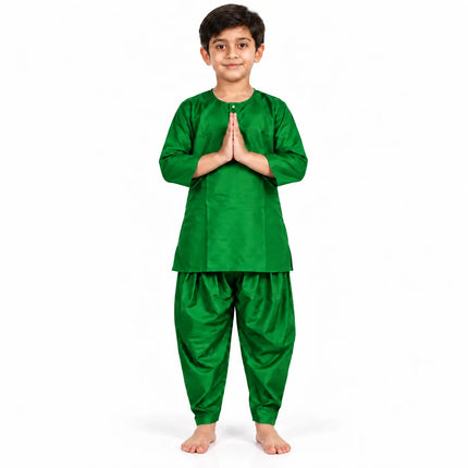 Boys Emerald Green Kurta and Dhoti Set | Traditional Ethnic Outfit for Kids fancydresswale.com