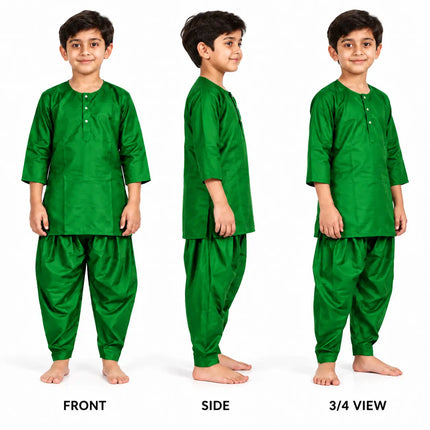 Boys Emerald Green Kurta and Dhoti Set | Traditional Ethnic Outfit for Kids fancydresswale.com