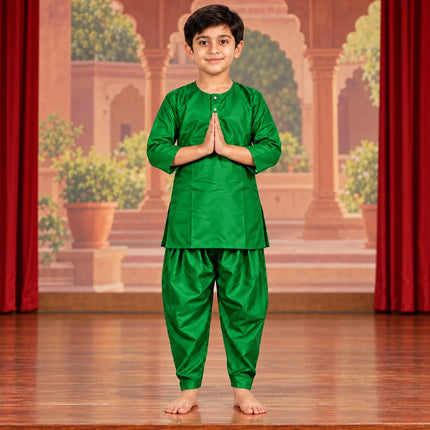 Boys Emerald Green Kurta and Dhoti Set | Traditional Ethnic Outfit for Kids fancydresswale.com