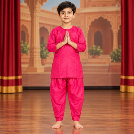 Boys Fuchsia Pink Kurta and Dhoti Set | Traditional Ethnic Outfit for Kids fancydresswale.com