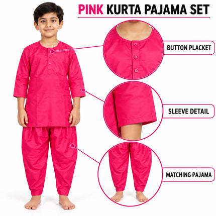 Boys Fuchsia Pink Kurta and Dhoti Set | Traditional Ethnic Outfit for Kids fancydresswale.com