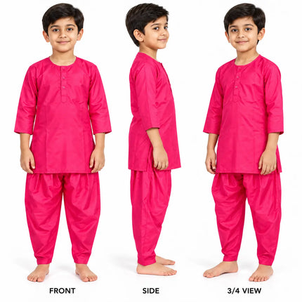 Boys Fuchsia Pink Kurta and Dhoti Set | Traditional Ethnic Outfit for Kids fancydresswale.com