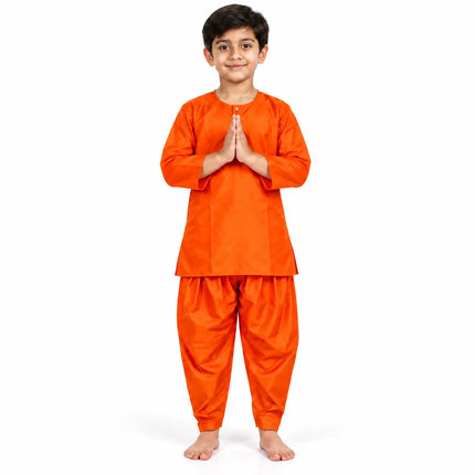 Boys Orange Kurta and Dhoti Set | Traditional Ethnic Outfit for Kids fancydresswale.com