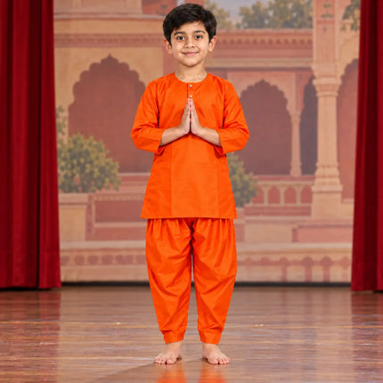 Boys Orange Kurta and Dhoti Set | Traditional Ethnic Outfit for Kids fancydresswale.com