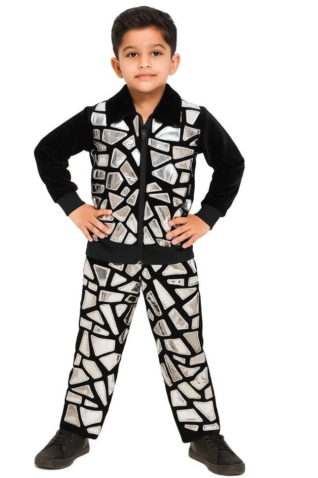 Boys Silver Mirror Dance Costume | Shiny Stage Performance Outfit Fancydresswale.com