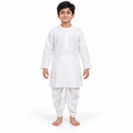 Boys White Kurta and Dhoti Set | Traditional Ethnic Outfit for Kids fancydresswale.com