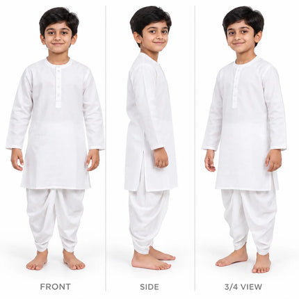 Boys White Kurta and Dhoti Set | Traditional Ethnic Outfit for Kids fancydresswale.com