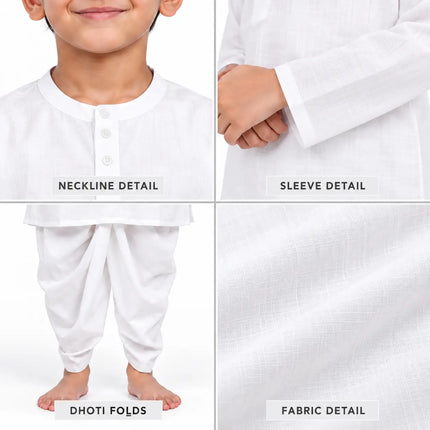 Boys White Kurta and Dhoti Set | Traditional Ethnic Outfit for Kids fancydresswale.com