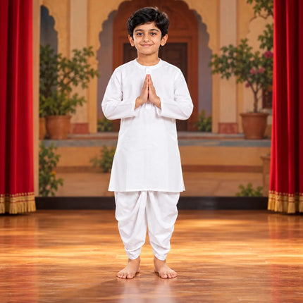 Boys White Kurta and Dhoti Set | Traditional Ethnic Outfit for Kids fancydresswale.com
